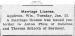 Anton and Theresa Plutz Marriage License Newspaper Anton and Theresa Plutz Marriage License Newspaper
